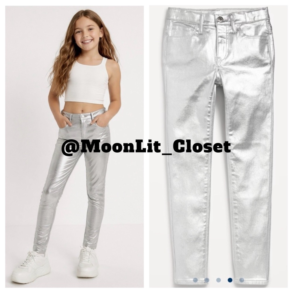 High-Waisted Rockstar 360° Stretch Super Skinny Jeggings Girls Size 12 Silver
